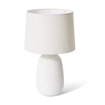 E STYLE Jelani Table Lamp Terracotta Base Linen Shade White 28x28x44cm