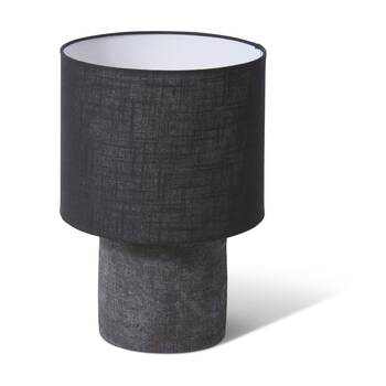 E STYLE Ashanti Table Lamp Terracotta Base Linen Shade Black 28x28x39cm