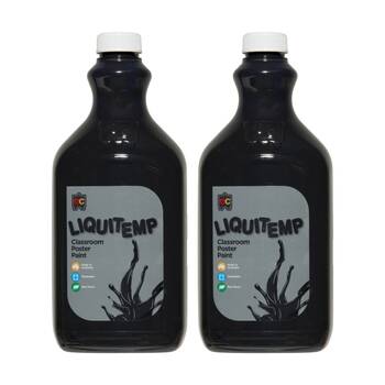 2PK Educational Colours Liquitemp Classroom Poster Paint Black Kids Art/Craft 2L