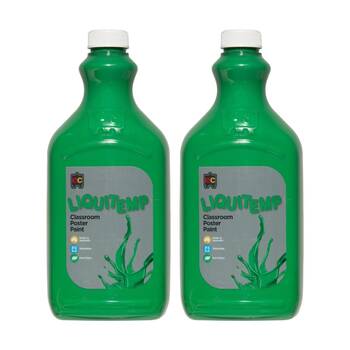 2PK Educational Colours Liquitemp Classroom Poster Paint Brilliant Green 2L
