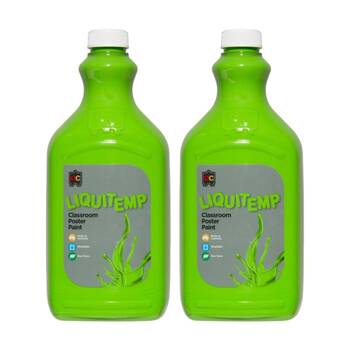 2PK Educational Colours Liquitemp Classroom Poster Paint Leaf Green 2L