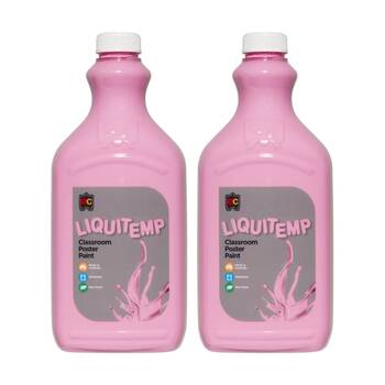 2PK Educational Colours Liquitemp Classroom Poster Paint Pink 2L
