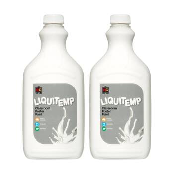 2PK Educational Colours Liquitemp Classroom Poster Paint White 2L