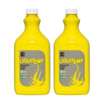 2PK Educational Colours Liquitemp Classroom Poster Paint Brilliant Yellow 2L