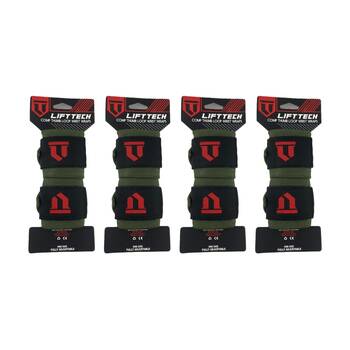 4x 2pc Lift-Tech Comp Elastic Support Wrist Wrap Army Green 18in W/ Thumb Loop