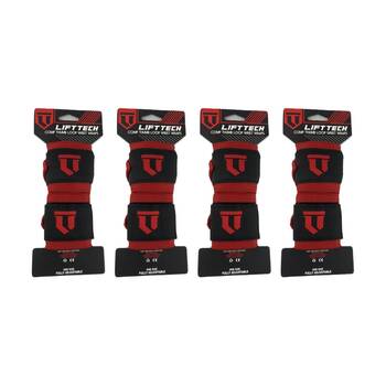 4x 2pc Lift-Tech Comp Elastic Support Wrist Wrap Red 18in W/ Thumb Loop