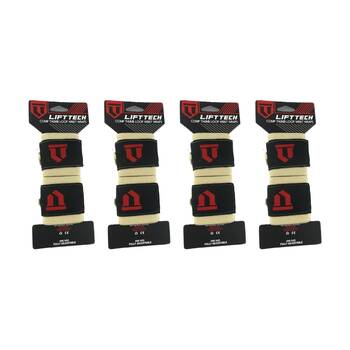 4x 2pc Lift-Tech Comp Elastic Support Wrist Wrap Tan 18in W/ Thumb Loop