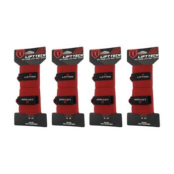4x 2pc Lift-Tech Pro Thumb Loop Wrist Support Adjustable Wrap Red 20in