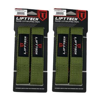 2x 2pc Lift-Tech Neo-Tech Padded Cotton Wrist Support Lifting Straps Army 21.5in