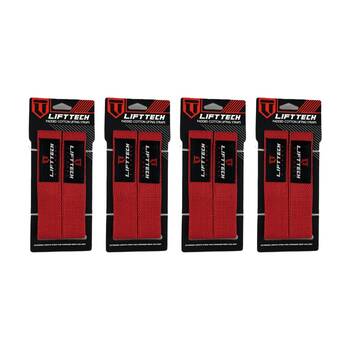 4x 2pc Lift-Tech Neo-Tech Padded Cotton Wrist Support Lifting Straps Red 21.5in