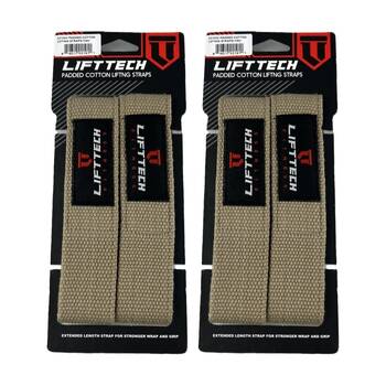2x 2pc Lift-Tech Neo-Tech Padded Cotton Wrist Support Lifting Straps Tan 21.5in