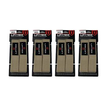 4x 2pc Lift-Tech Neo-Tech Padded Cotton Wrist Support Lifting Straps Tan 21.5in