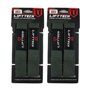 2x 2pc Lift-Tech Neo-Tech Padded Cotton Wrist Support Lifting Straps Grey 21.5in