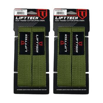 2x 2pc Lift-Tech Cotton Heavy Lifting Support Durable Grip Straps Army Gr 21in