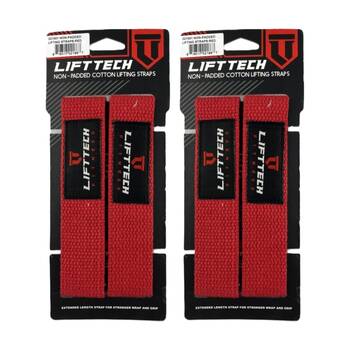 2x 2pc Lift-Tech Cotton Heavy Lifting Support Durable Grip Straps Red 21in