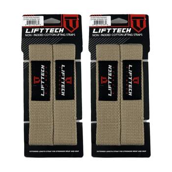 2x 2pc Lift-Tech Cotton Heavy Lifting Support Durable Grip Straps Tan 21in