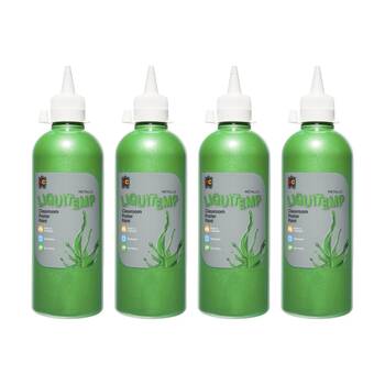 4PK Educational Colours Metallic Liquitemp Classroom Poster Paint Green 500ml