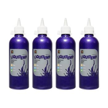 4PK Educational Colours Metallic Liquitemp Classroom Poster Paint Purple 500ml