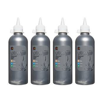 4PK Educational Colours Metallic Liquitemp Classroom Poster Paint Silver 500ml