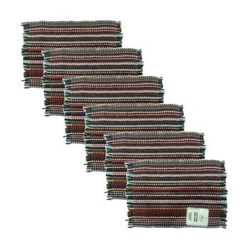 6PK Braz Cotton Woven Fringed Indoor Outdoor Rag Mat 38x58cm Multi Colour