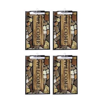 4PK Braz Outdoor Welcome Entrance Doormat 48x78cm Stone & Wood Design