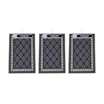 3PK Braz Outdoor Indoor Non Slip Latex Diamond Doormat 40x60cm Assorted