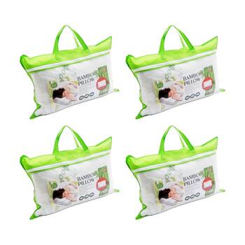 4PK Braz Bamboo Flat Breathable Cooling Comfort Sleeping Pillow 40x60x12cm