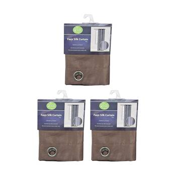 3PK Braz Faux Silk Room Hanging Curtain Home Decor 137x213cm Assorted