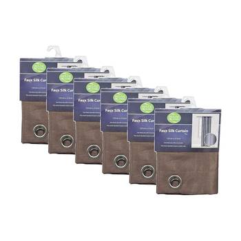 6PK Braz Faux Silk Room Hanging Curtain Home Decor 137x213cm Assorted