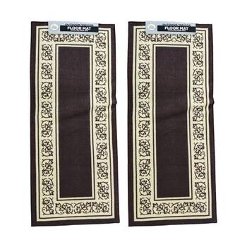 2PK Braz Outdoor Indoor Non Slip Latex Leaf Border Floormat Rug 50x120cm Assrtd