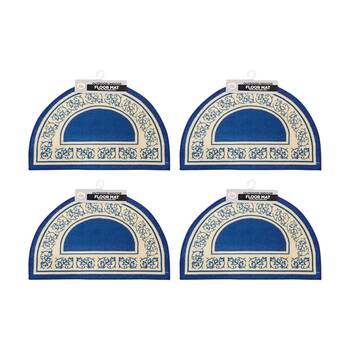 4PK Braz Outdoor Indoor Non Slip Latex Semi Circle Doormat 50x80cm Assorted