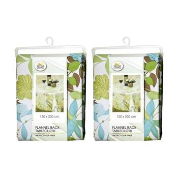 2PK Divine Living Flannel Back Floral Design Tablecloth 150x230cm Assorted