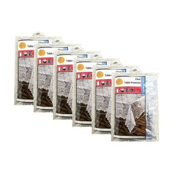 6PK Braz PVC Dining Table Cover Spill & Stain Protector 130x180cm Clear