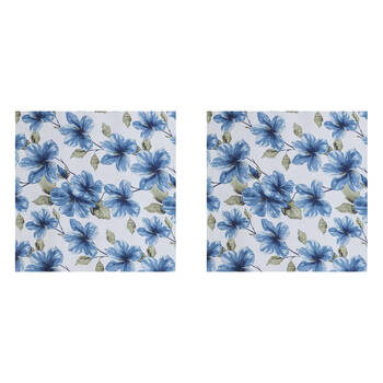 2PK Braz Printed Room Darkening Hanging Curtain Home Decor 140x223cm Blue Foral