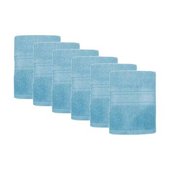6PK Capri Soft Absorbent Bath Towel Bathroom Accessory 70x140cm Sky Blue