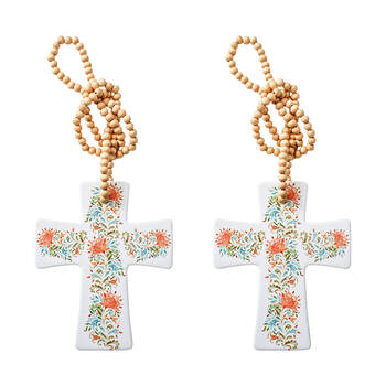 2PK LVD Kani Garden Cross Home & Living Decor W/ Beads 12x14x.05cm