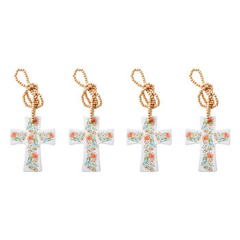 4PK LVD Kani Garden Cross Home & Living Decor W/ Beads 12x14x.05cm