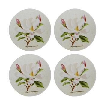 4PK LVD Magnolia Flower Ceramic Kitchen Trinket Tray Gift Dish 10cm
