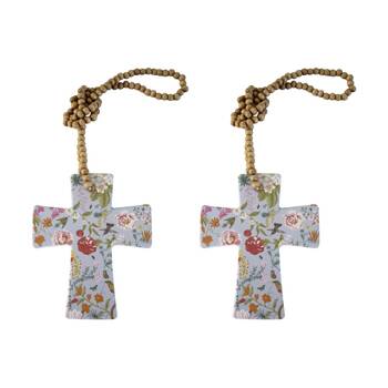2PK LVD Botanical Garden Cross Home & Living Decor W/ Beads 12x14.5cm