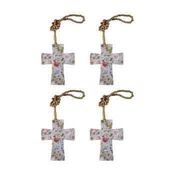 4PK LVD Botanical Garden Cross Home & Living Decor W/ Beads 12x14.5cm
