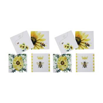 2x 4pc LVD Decorative Honey Bee Ceramic Square Drink Coasters Home Decor 10x10cm