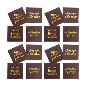 4x 4pc LVD Decorative Drink Ceramic Square Coasters Chocolate Brown 10x10cm
