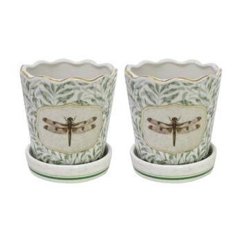 2PK LVD Morris Dragonfly Decorative Ceramic Vase/Planter Decor 13x11.5x11.5cm