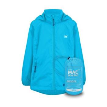 Mac In A Sac Kids Mini Neon 2 Packable Jacket Waterproof Blue