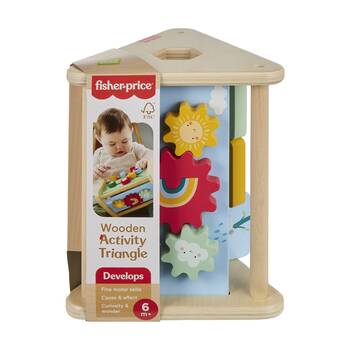 Fisher Price Baby Wooden Activity Triangle 3 Sided Play Toy 6m+