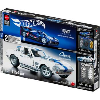 1154pc Hot Wheels Speed Cadillac Project GTP & Corvette Grand Sport Building Set