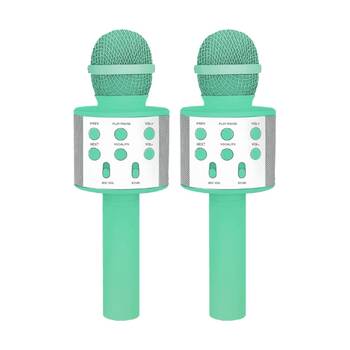 2PK Laser Karaoke Microphone Built-In Speaker USB Rechargeable Aquatic Awe