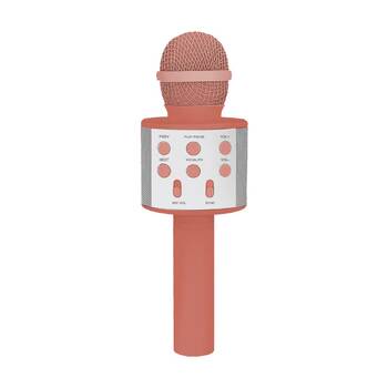 Laser Karaoke Microphone Built-In Speaker USB Rechargeable Sunset Coral