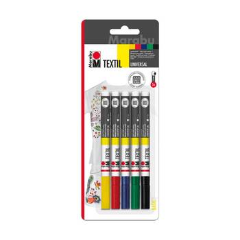 5pc Marabu Textil Painter Multicolour Art & Craft Fabric Pen Markers 1-2mm Fine