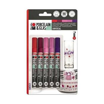 5pc Marabu Art/Craft Porcelain & Glass Painter Multicolour Marker Set Fantasy